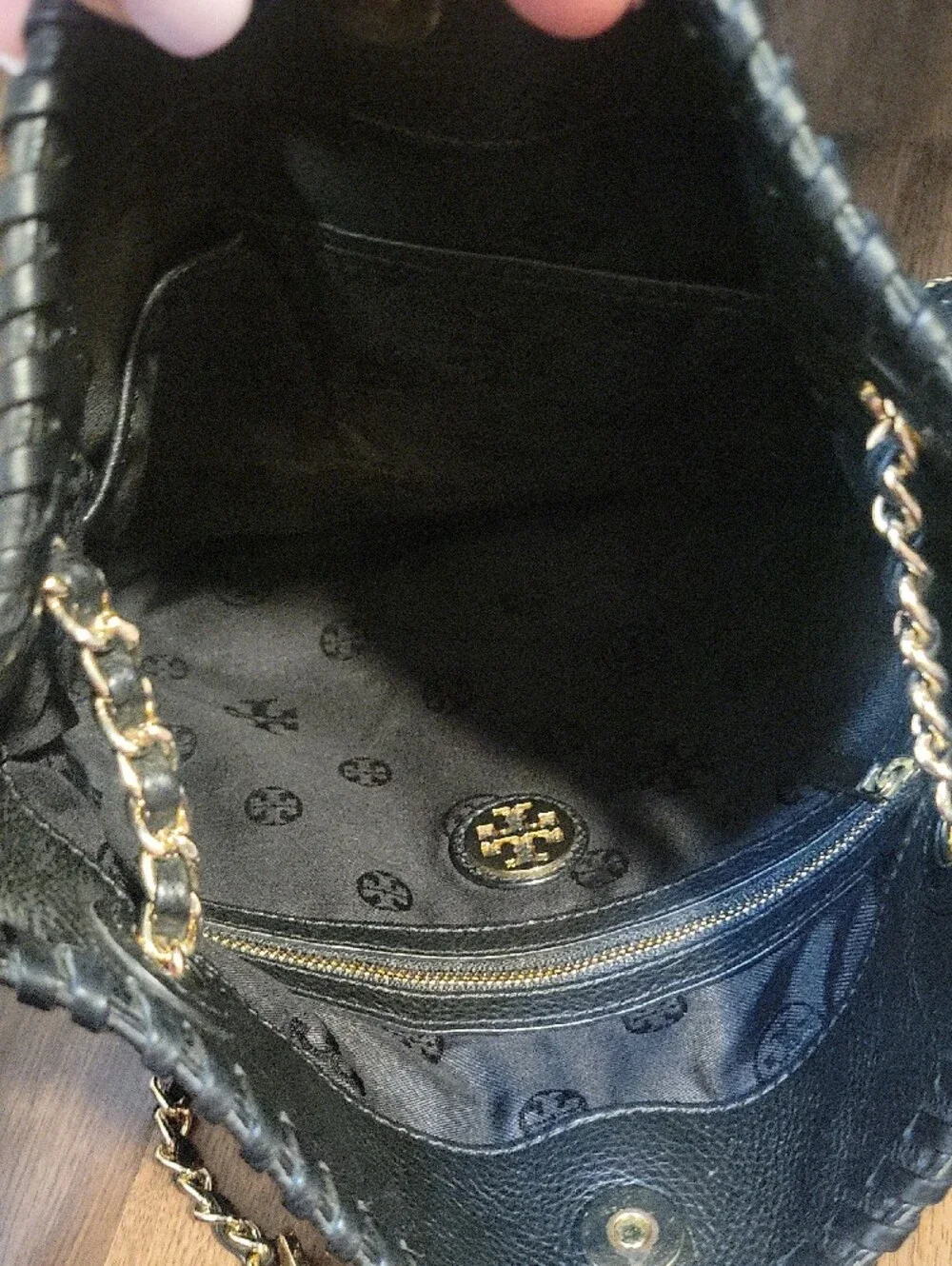 Tory Burch Black Leather Chain-Strap Shoulder Tote